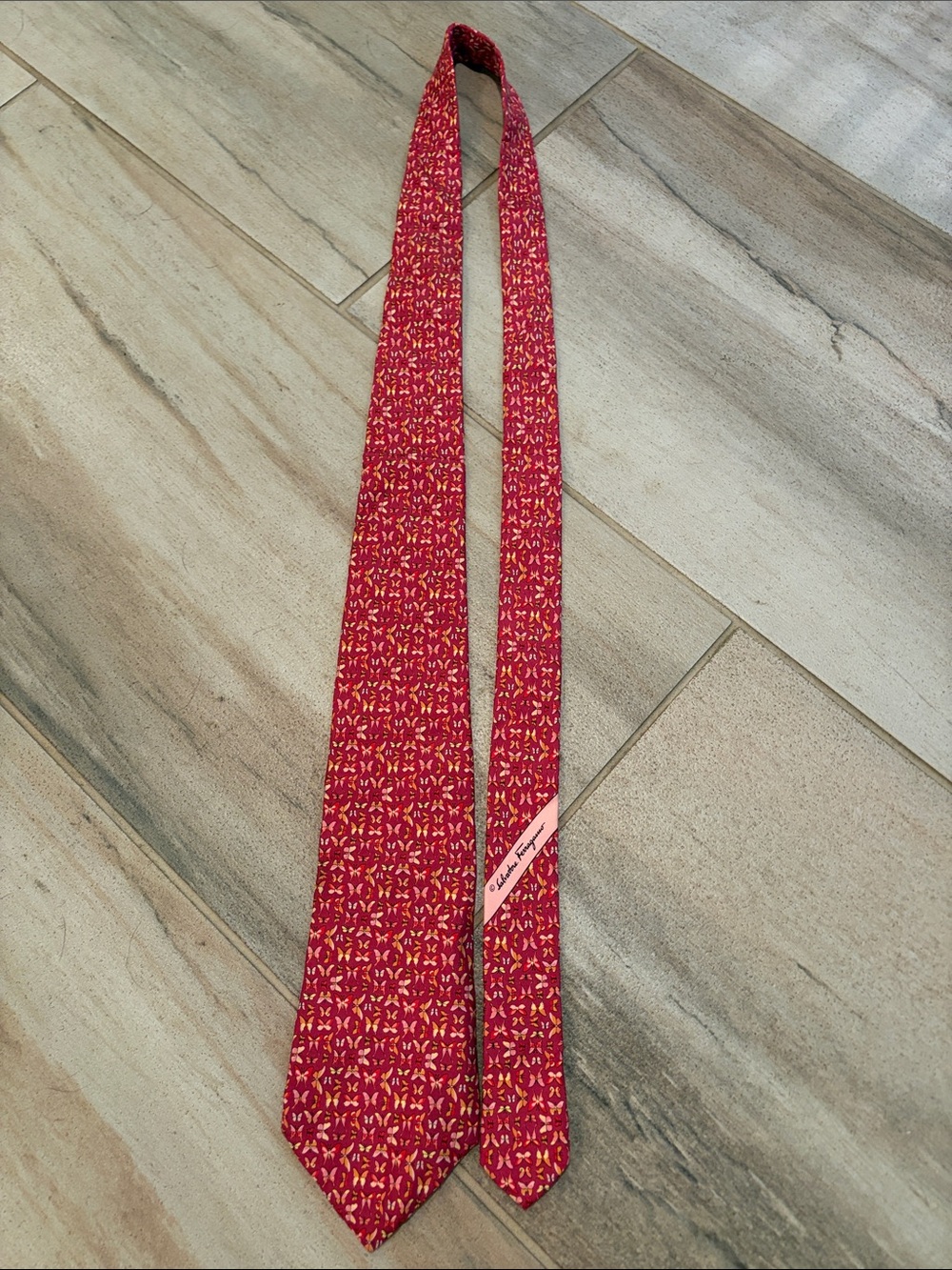 Salvatore Ferragamo Men’ Butterfly Motif Silk Tie